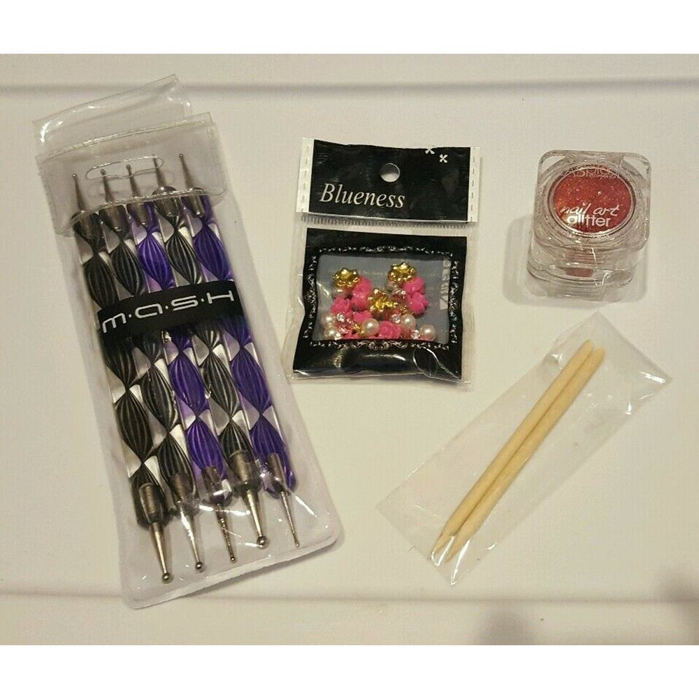 NAIL ART LOT MASH 5 X 2 DOTTING TOOLS LA SPASH GLITTER RED BLUENESS TN180 ROSES